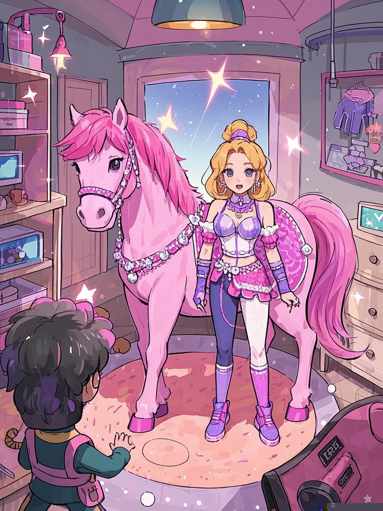 爸爸被妈妈变成了一匹粉马